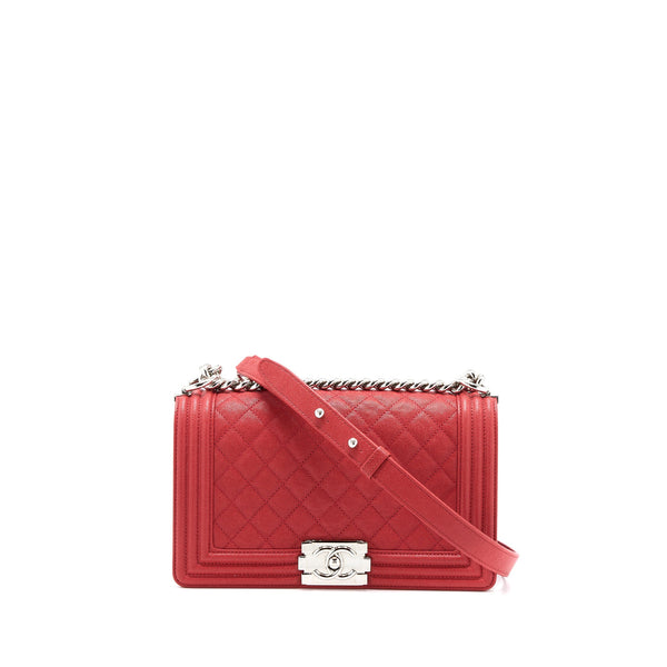 Chanel boy bag online red caviar