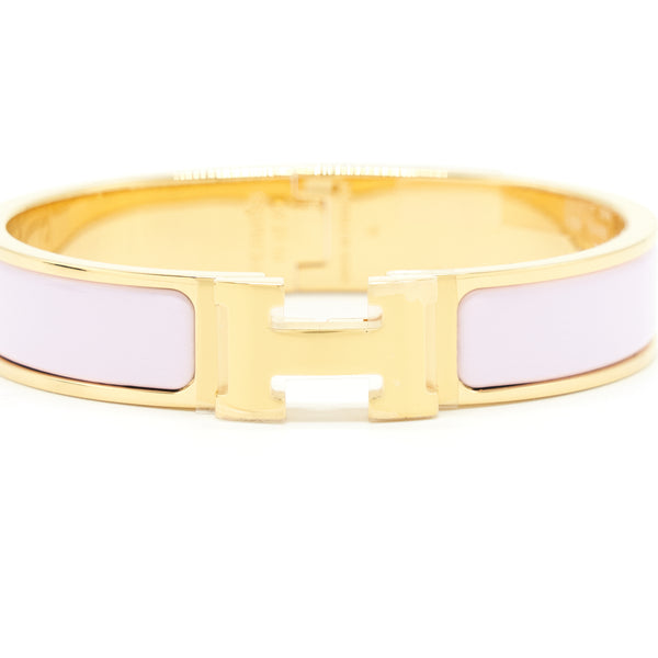 Hermes Size PM Clic H Bracelet Rose Dragee GHW