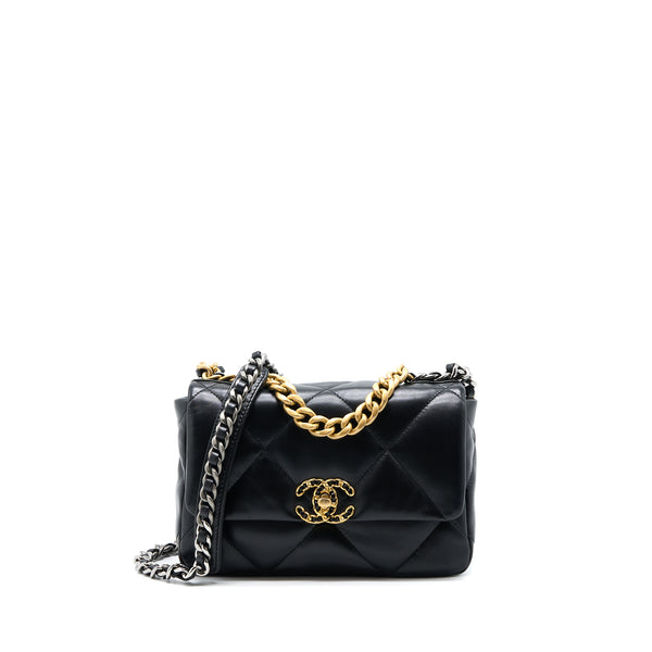 Chanel Small 19 Bag Lambskin Black Multicolour Hardware (Microchip)