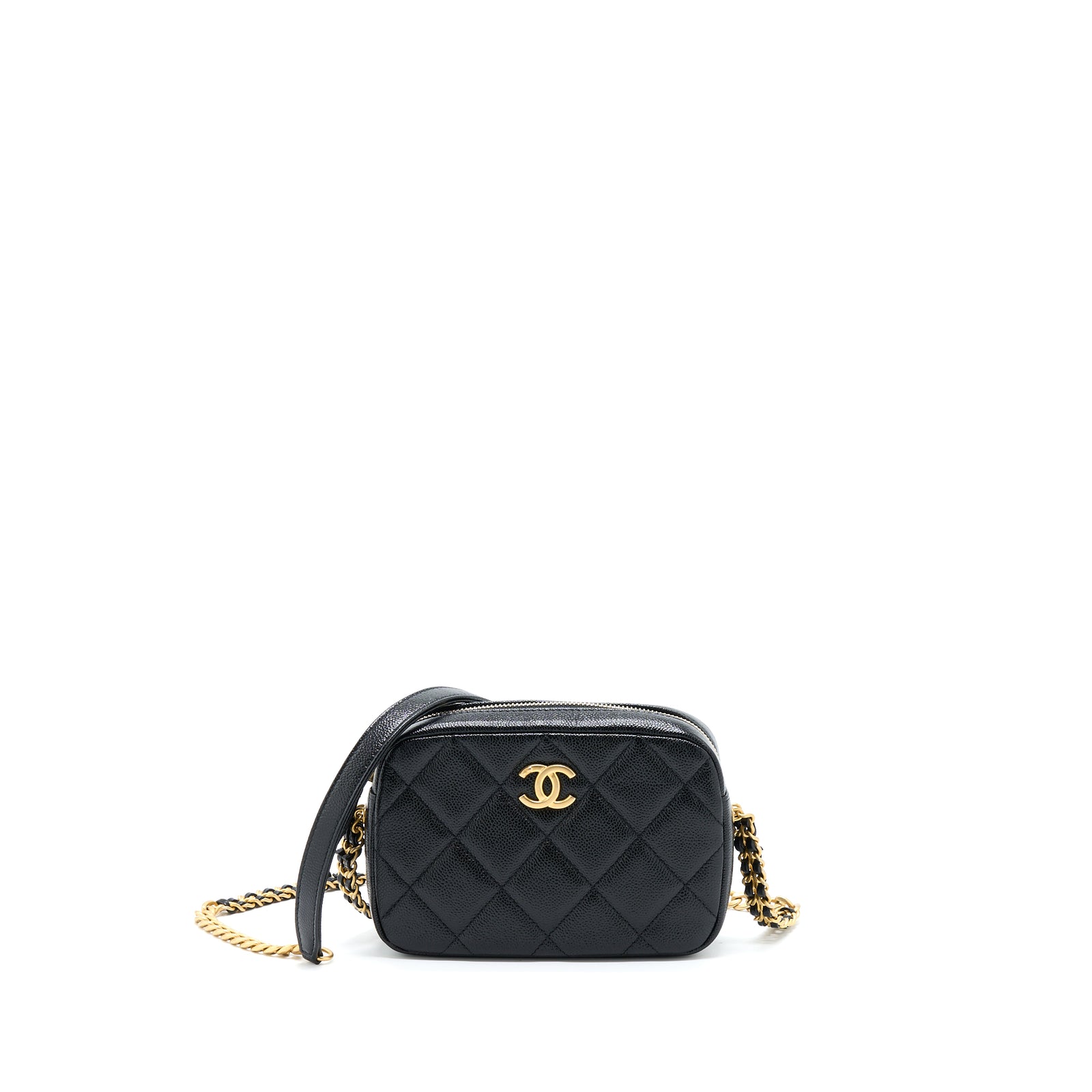 Chanel 22P Camera Crossbody Bag Caviar Black GHW Microchip