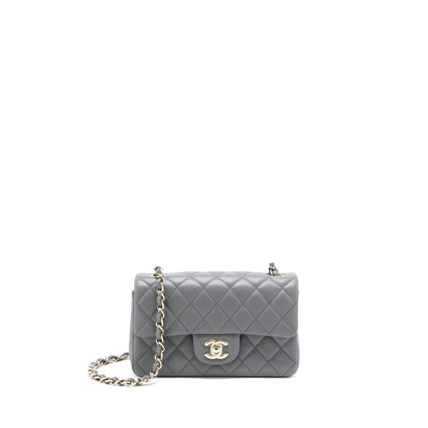 Chanel 22A Mini Rectangular Lambskin Grey LGHW(Microchip)