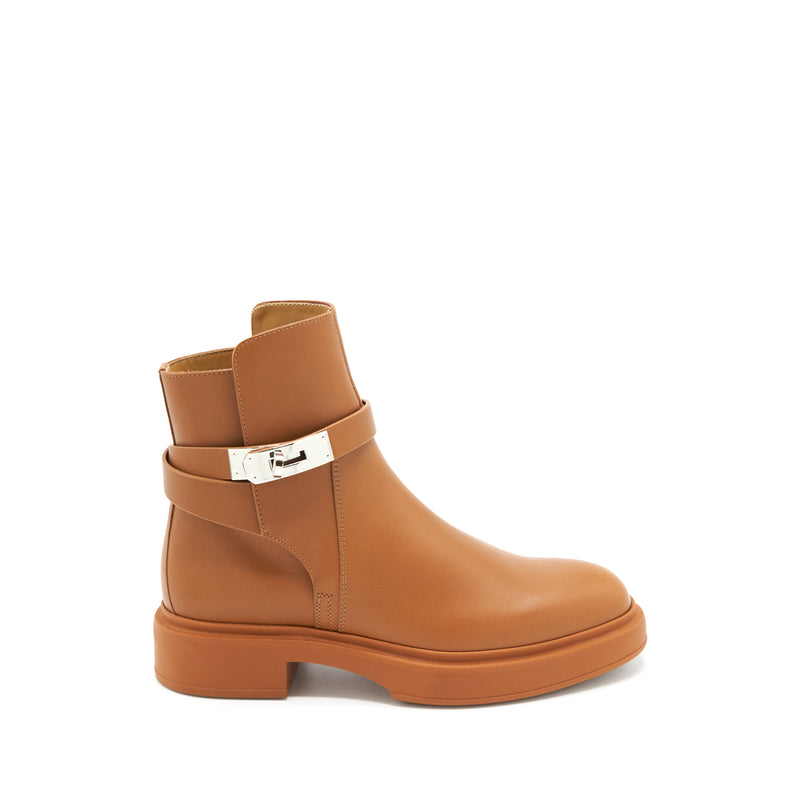 Hermes Size 37 Vel Ankle Boots Gold SHW