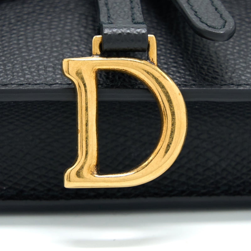 Dior Saddle Belt Pouch Grained Calfskin Black GHW