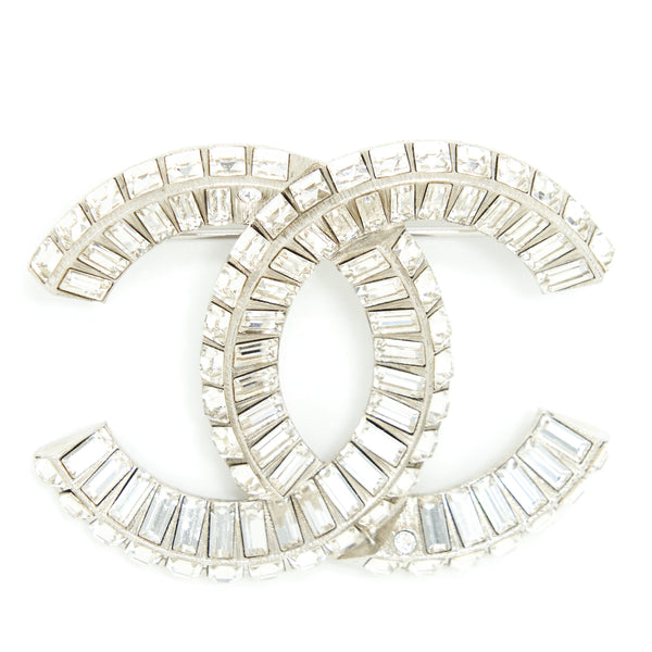 Chanel Metal And Strass Brooch Silver Tone