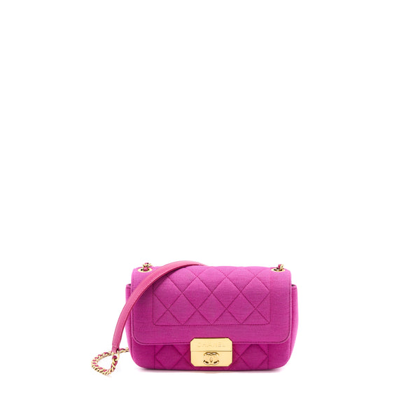 Chanel Seasonal Mini Flap Bag Fabric Pink LGHW