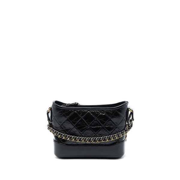 Chanel Small Gabrielle Hobo Bag Shiny Calfskin Black Multicolour Hardware