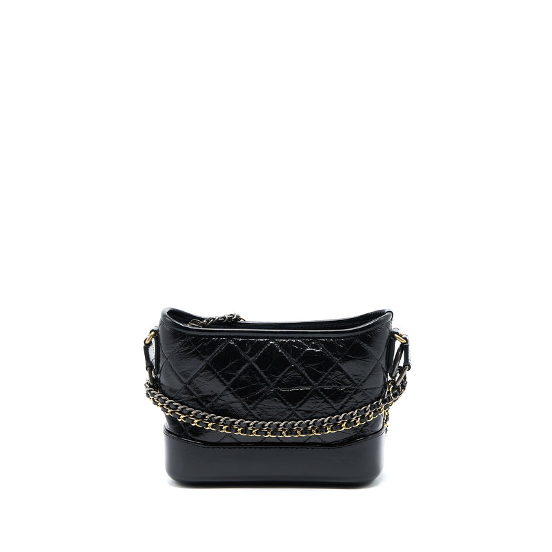 Chanel Small Gabrielle Hobo Bag Shiny Calfskin Black Multicolour Hardware