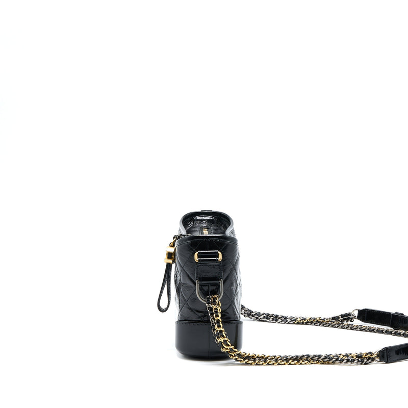 Chanel Small Gabrielle Hobo Bag Shiny Calfskin Black Multicolour Hardware