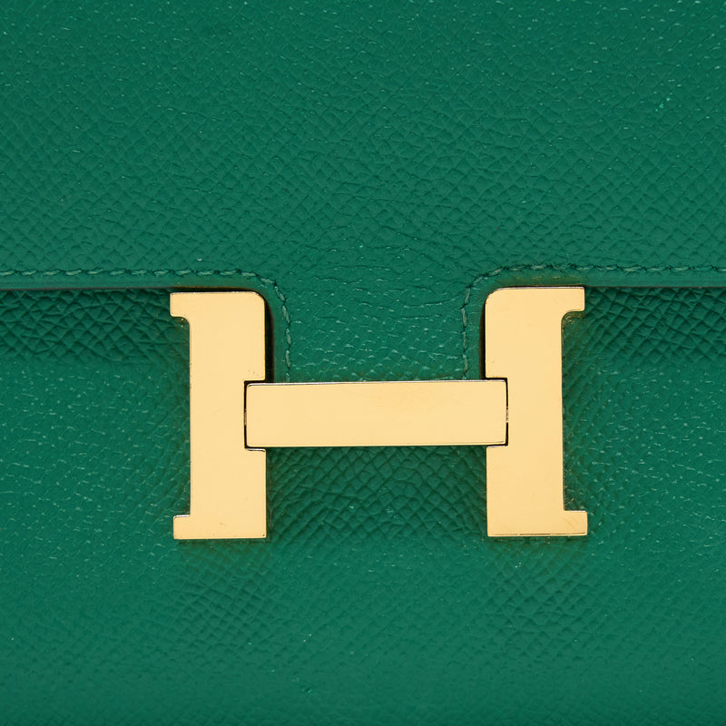 Hermes Constance Long Wallet Epsom Green GHW Stamp A