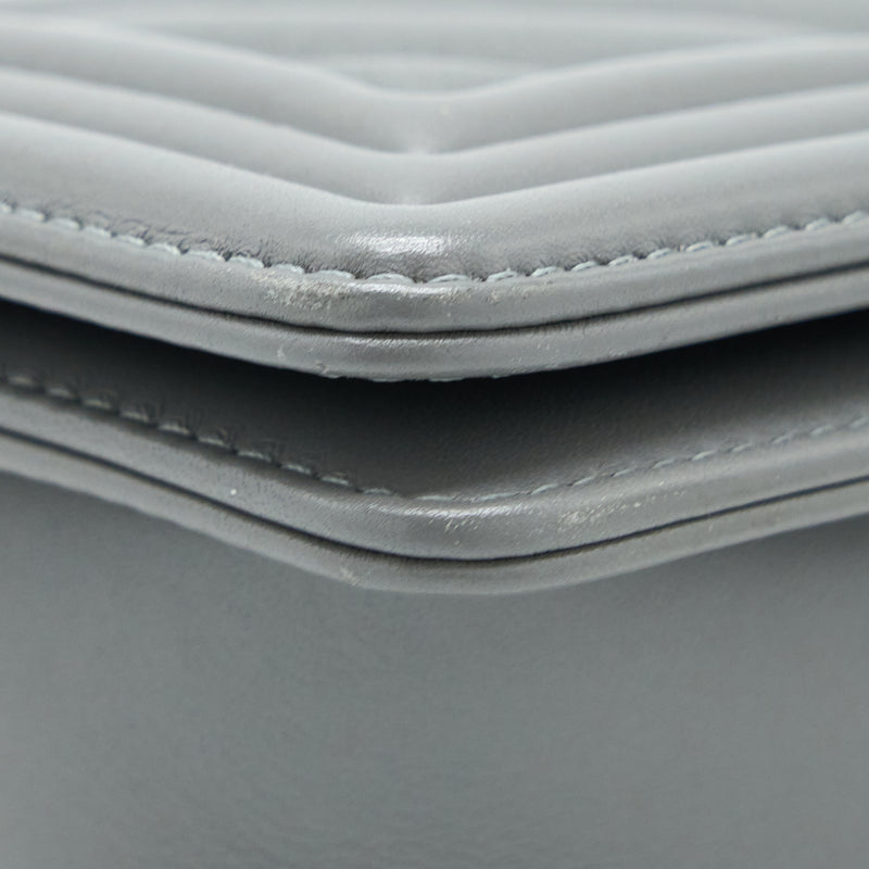 Chanel Small Boy Bag Chevron Lambskin Grey Ruthenium Hardware