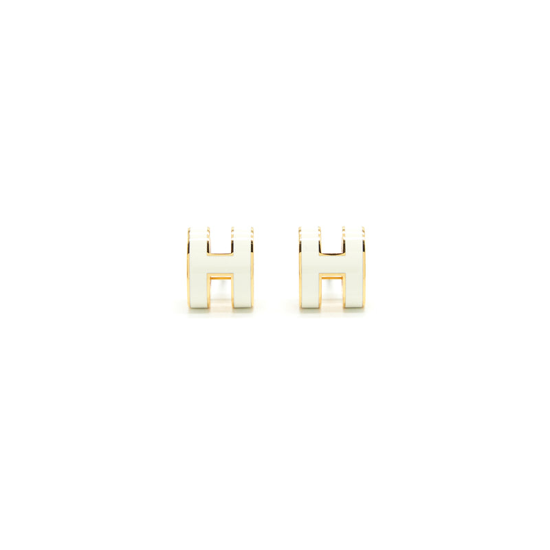 Hermes Pop H Earrings Blanc GHW