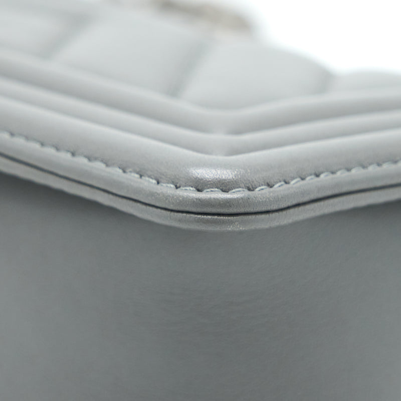 Chanel Small Boy Bag Chevron Lambskin Grey Ruthenium Hardware