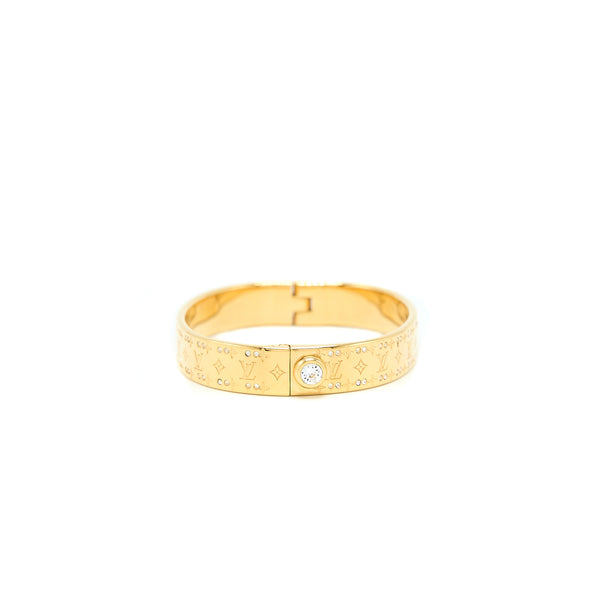 Louis Vuitton Size S Nanogram Strass Bracelet Crystal Gold Tone