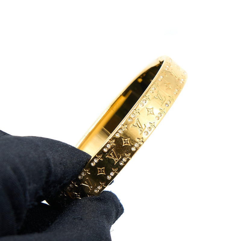 Louis Vuitton Size S Nanogram Strass Bracelet Crystal Gold Tone