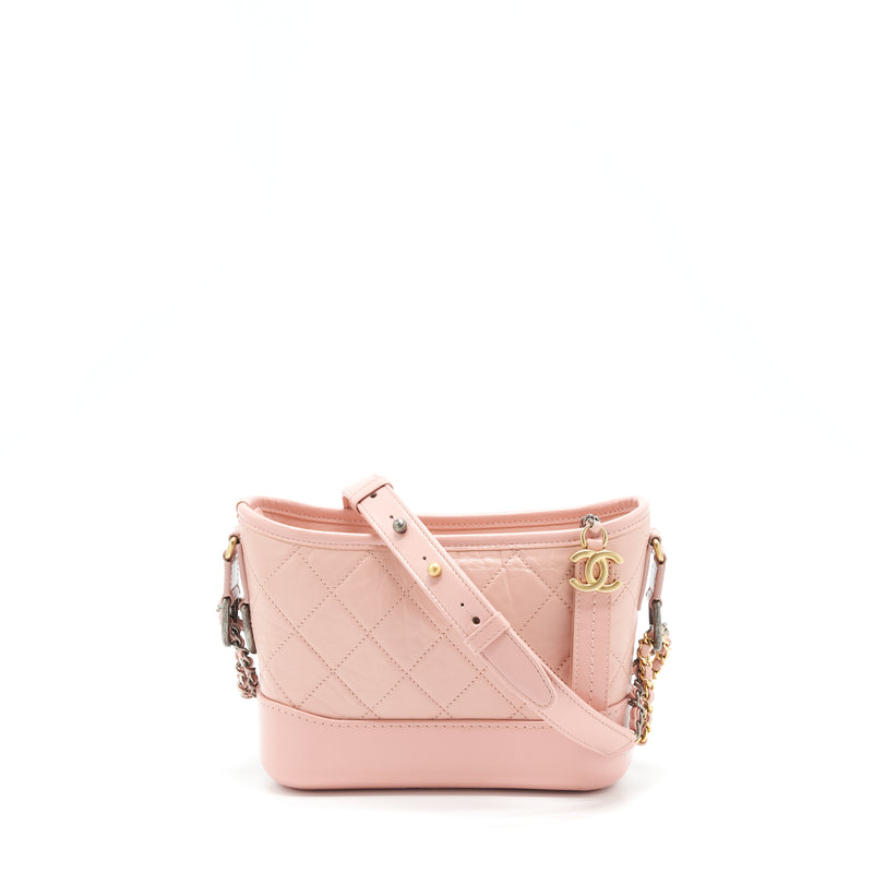 Chanel Small Gabrielle Hobo Bag Aged Calfskin Pink