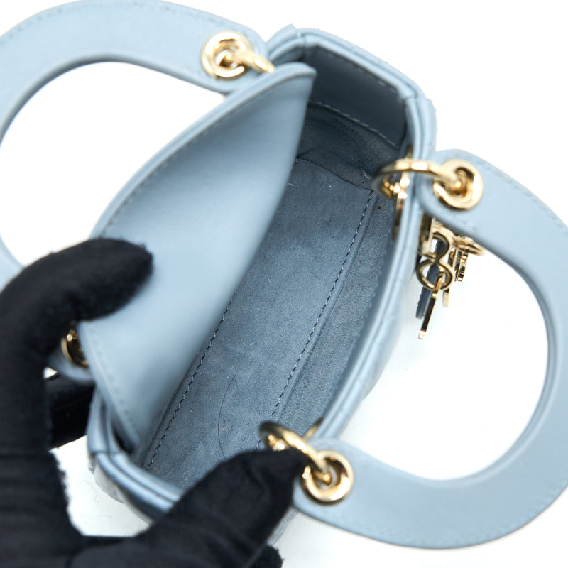 Lady Dior Micro Bag Cloud Blue Cannage Lambskin