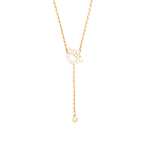 Hermes Finesse Lariat Necklace Rose Gold With Diamonds