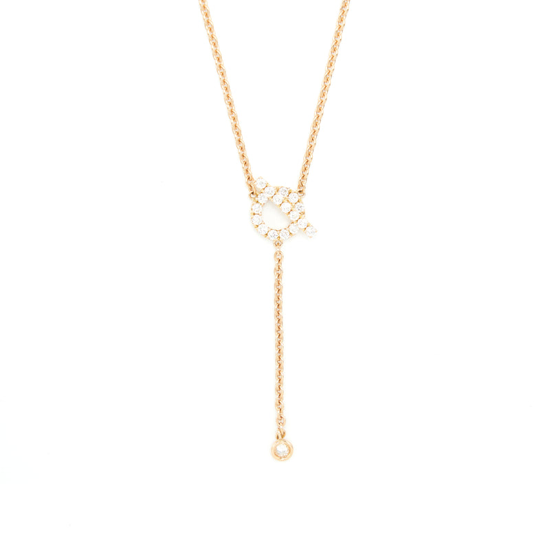 Hermes Finesse Lariat Necklace Rose Gold With Diamonds