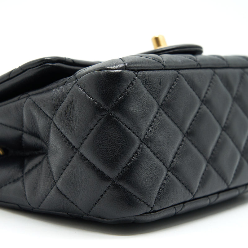 Chanel Pearl Crush Mini Square Flap Bag Lambskin Black GHW