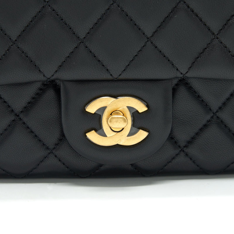 Chanel 21B Pearl Crush Mini Square Flap Bag Black GHW