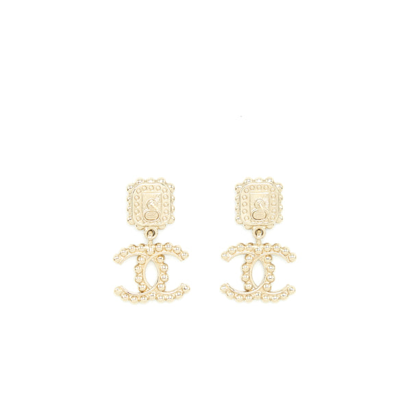 Chanel Crystal CC Drop Earrings With Pink Stud LGHW