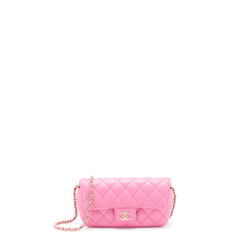Chanel Glasses Case Flap Bag With Chain Caviar Pink LGHW