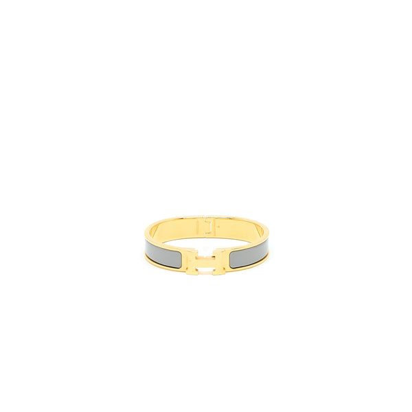 Hermes Size PM Clic H Bracelet Grey Gold Tone
