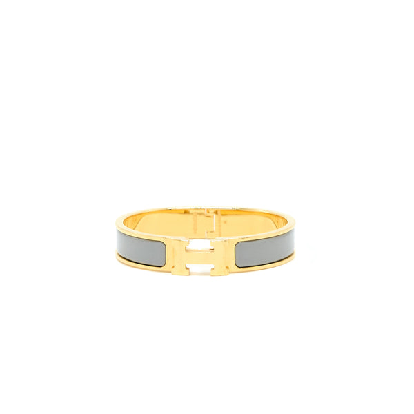 Hermes Size PM Clic H Bracelet Grey Gold Tone