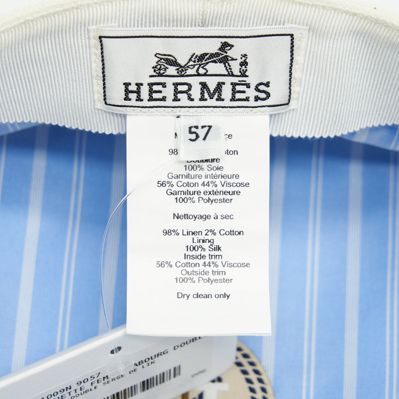 Hermes Size 57 Casquette Cabourg Cap Cream