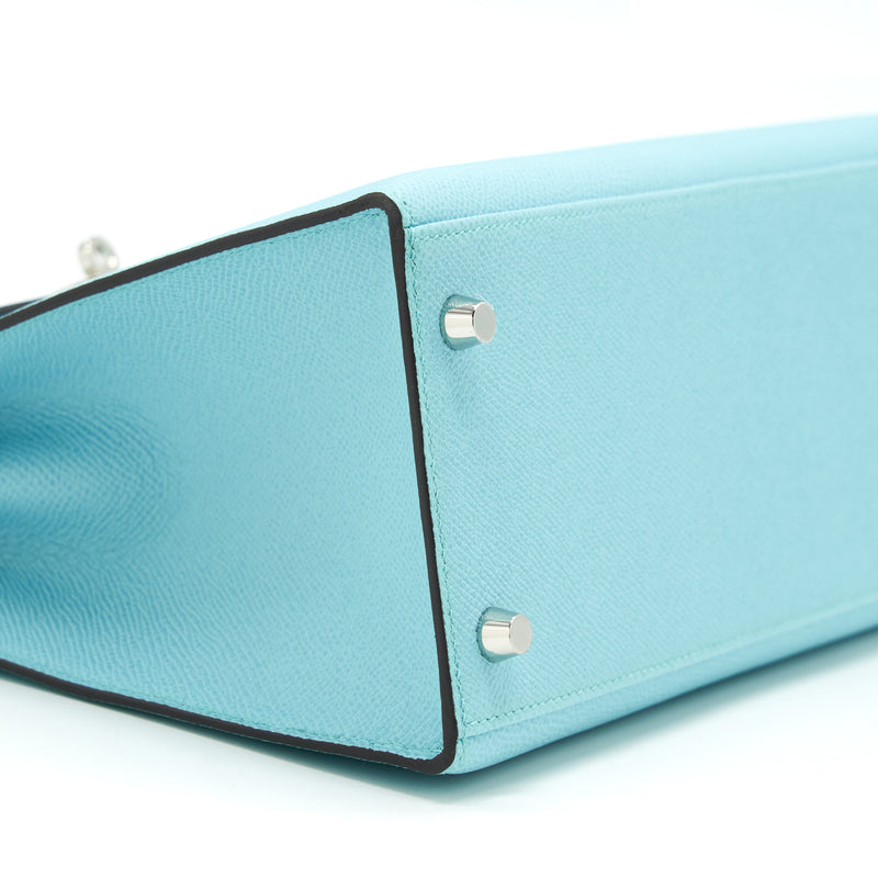 Hermes Kelly 28 Sellier Epsom 3p Blue Atoll SHW Stamp Y
