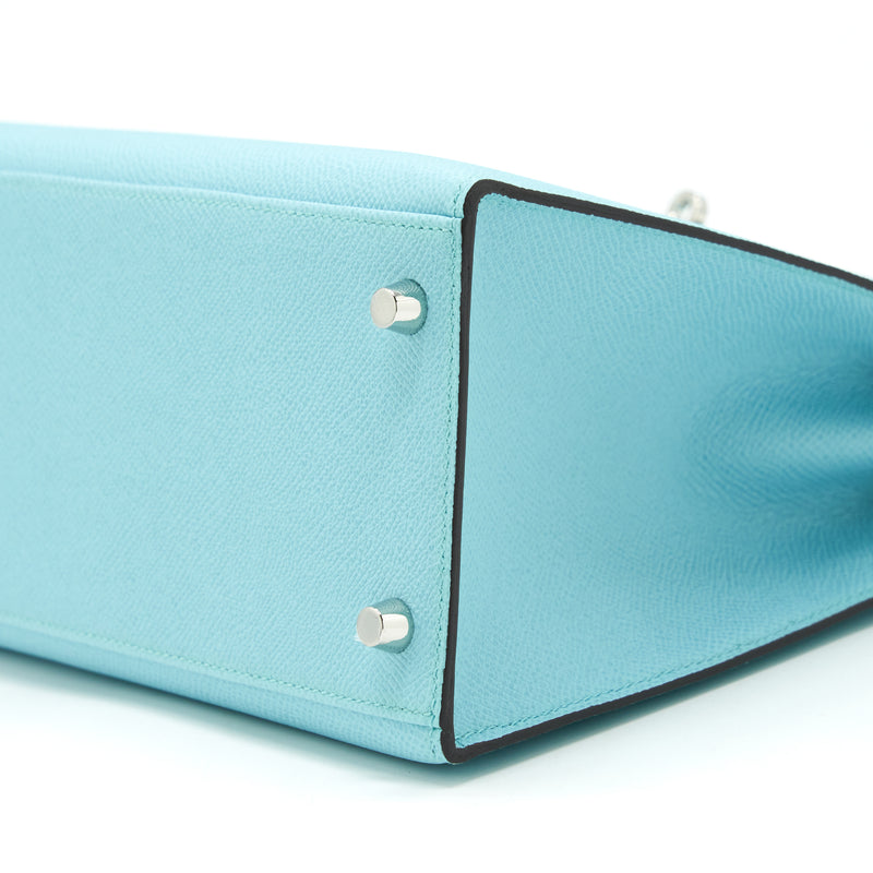 Hermes Kelly 28 Sellier Epsom 3p Blue Atoll SHW Stamp Y