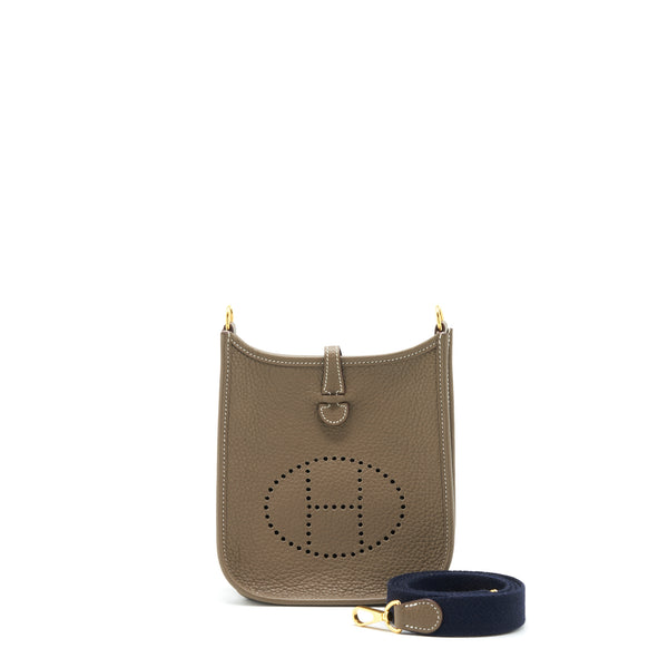 Hermes Mini Evelyne Clemence Etoupe GHW Stamp Z