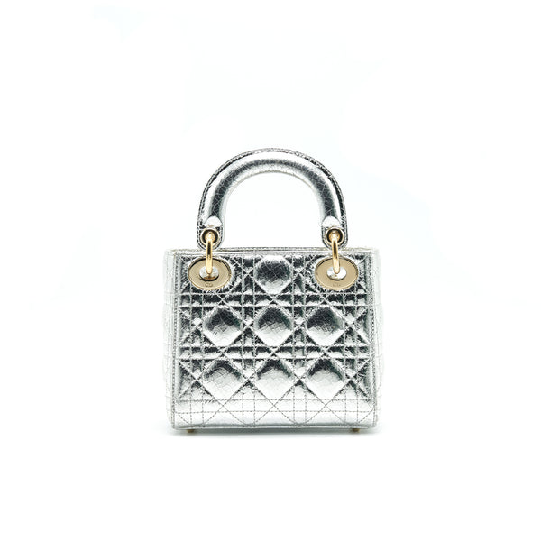 CHRISTIAN DIOR MINI LADY DIOR METALLIC SILVER