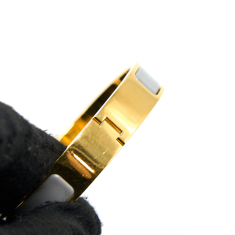 Hermes Size PM Clic H Bracelet Grey Gold Tone