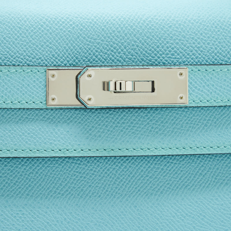 Hermes Kelly 28 Sellier Epsom 3p Blue Atoll SHW Stamp Y