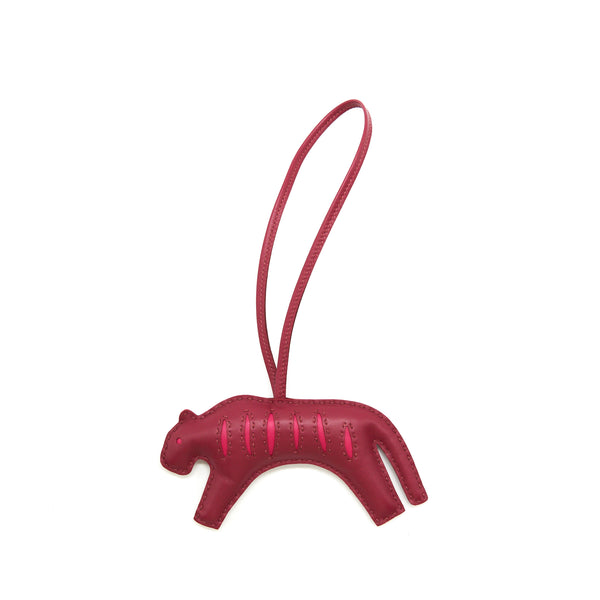 Hermes Rooroo Tiger Bag Charm Dark Red