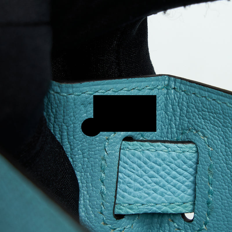 Hermes Kelly 28 Sellier Epsom 3p Blue Atoll SHW Stamp Y