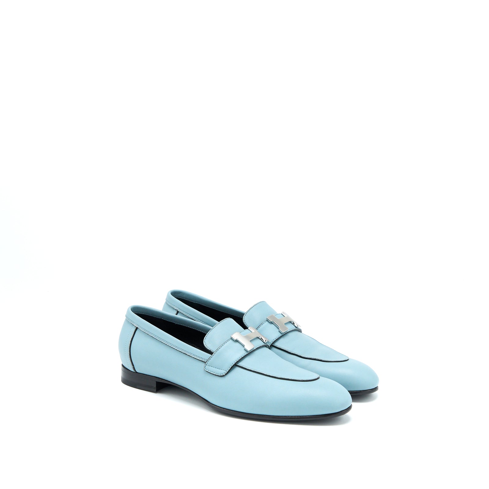 Hermes Size 38 Paris Loafer Blue SHW