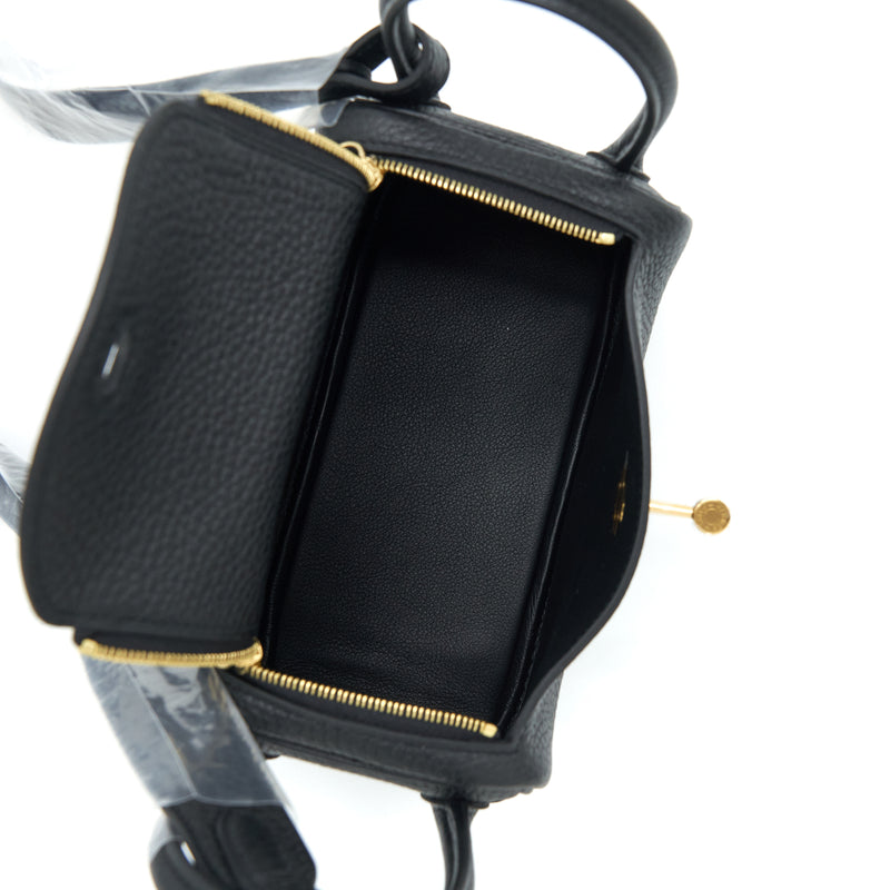 Hermes Mini Lindy Clemence Black GHW Stamp U