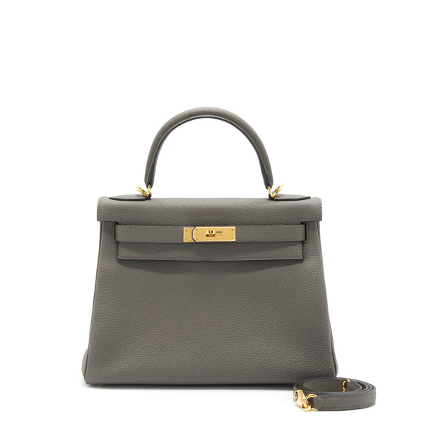 Hermes Kelly 28 Togo 8F Gris Etain GHW Stamp C