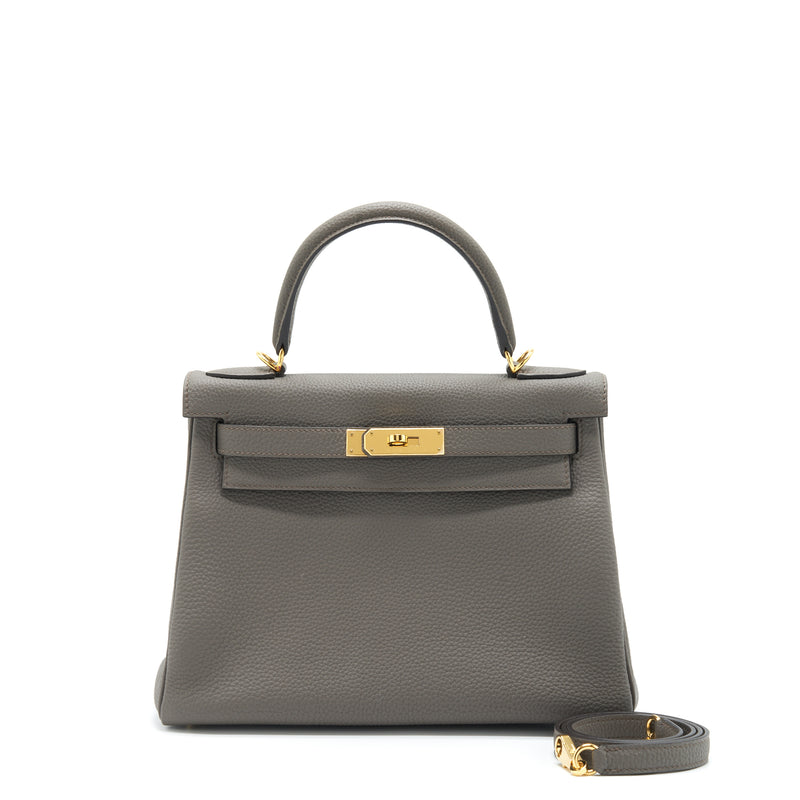 Hermes Kelly 28 Togo 8F Gris Etain GHW Stamp C