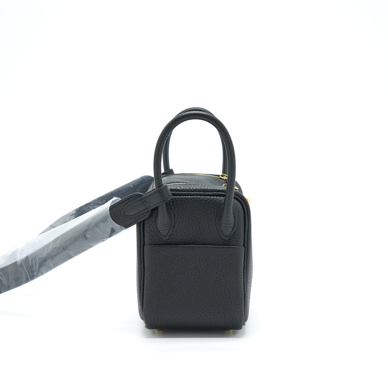 Hermes Mini Lindy Clemence Black GHW Stamp U