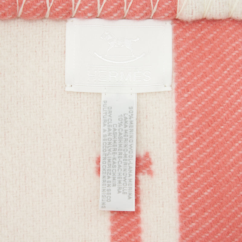 Hermes Avalon Baby Blanket Rose Airelle / Blanc