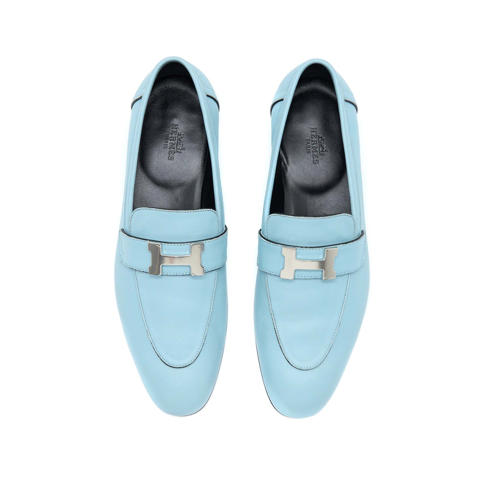 Hermes Size 38 Paris Loafer Blue SHW