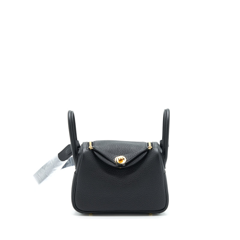 Hermes Mini Lindy Clemence Black GHW Stamp U