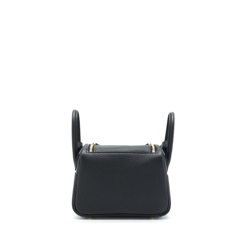 Hermes Mini Lindy Clemence Black GHW Stamp U