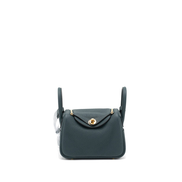 Hermes Mini Lindy Clemence 6O Vert Cypres GHW Stamp U