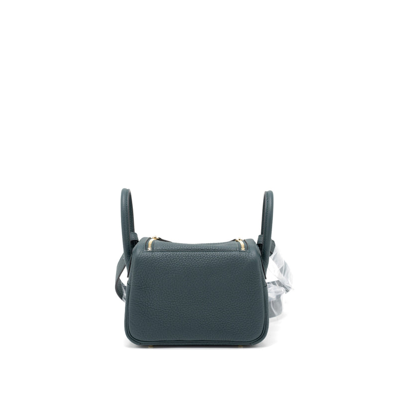 Hermes Mini Lindy Clemence 6O Vert Cypres GHW Stamp U