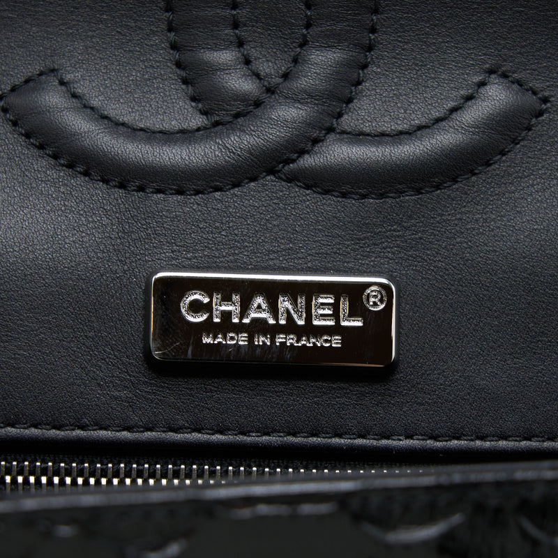 Chanel Medium Classic Double Flap Bag Python Black SHW
