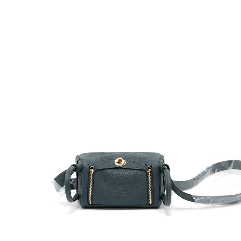 Hermes Mini Lindy Clemence 6O Vert Cypres GHW Stamp U